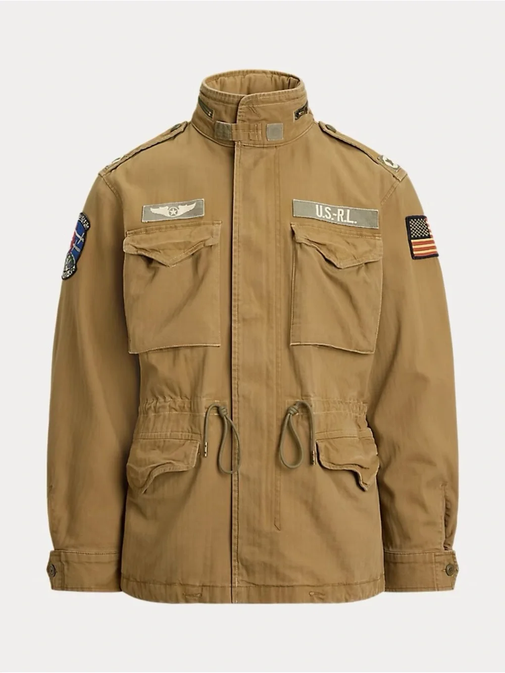 Polo Ralph Lauren The Iconic Field Jacket in Sandsurf Logo Patches Size Large